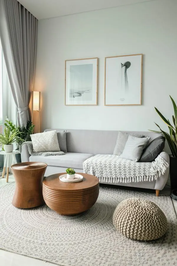 A bright living room in neutral tones